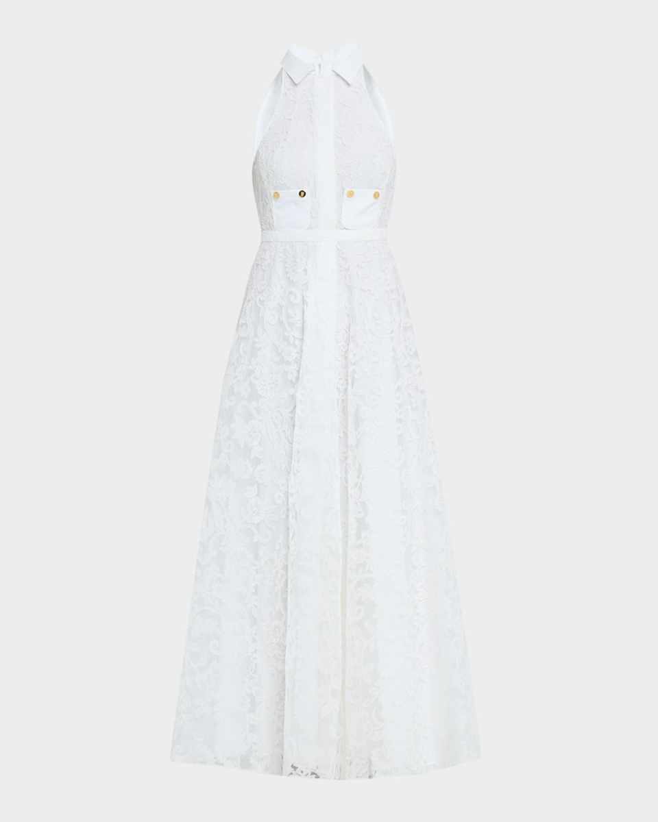 Sleeveless Lace Maxi Shirtdress